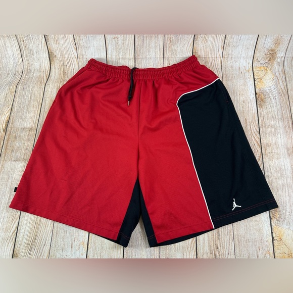 Mens Y2K Air Jordan Jumpman Shorts Black Red Baggy Basketball Pockets Size 3XL - Picture 1 of 9